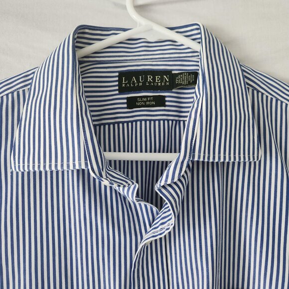 Lauren Ralph Lauren Striped Shirt 17.5  - 34/35 100% Cotton - Picture 4 of 7